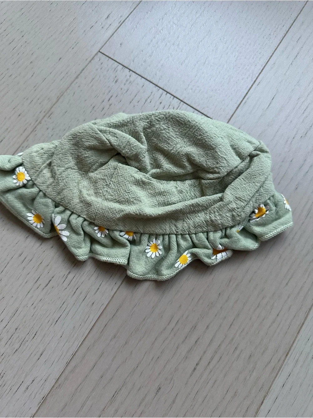 Kids Daisy Ruffle Bucket Hat - Sage Green